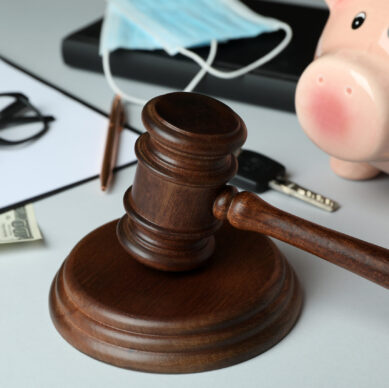 American law concept with judge gavel on white background