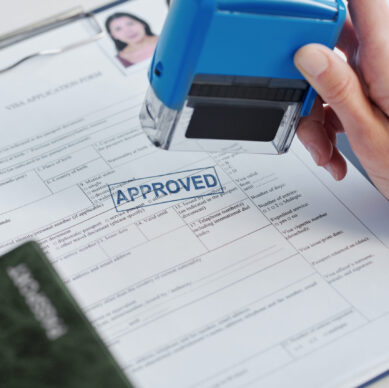 Putting Stamp On Application Form